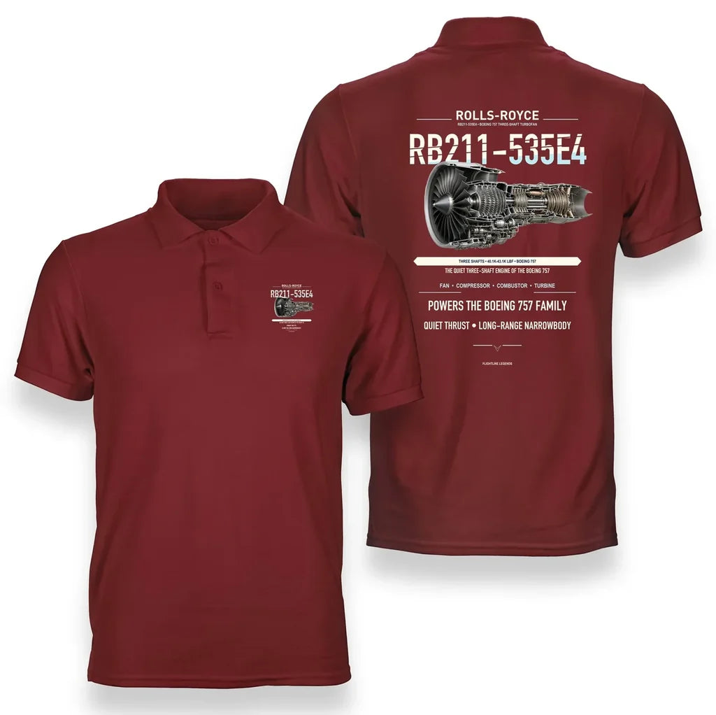 RB211-535E4 design on red polo