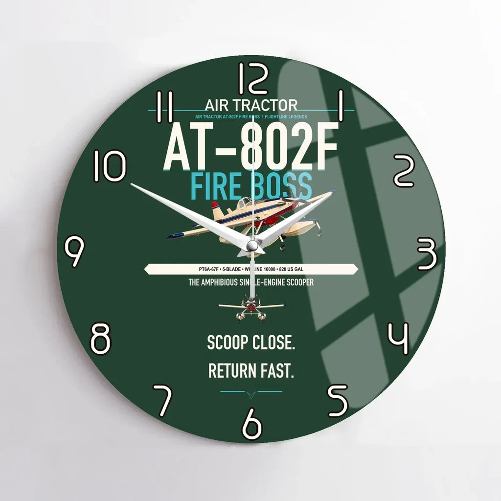 Air Tractor AT-802F Fire Boss design on dark green no frame wall clock