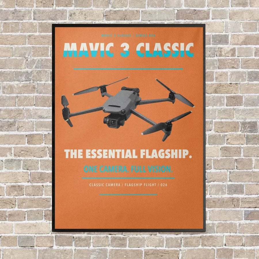 DJI Mavic 3 Classic vertical canvas print - framed - orange background