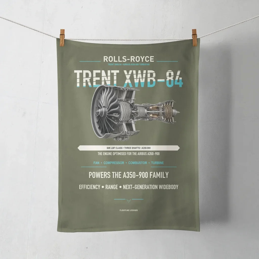 TRENT XWB-84 design on green army towel