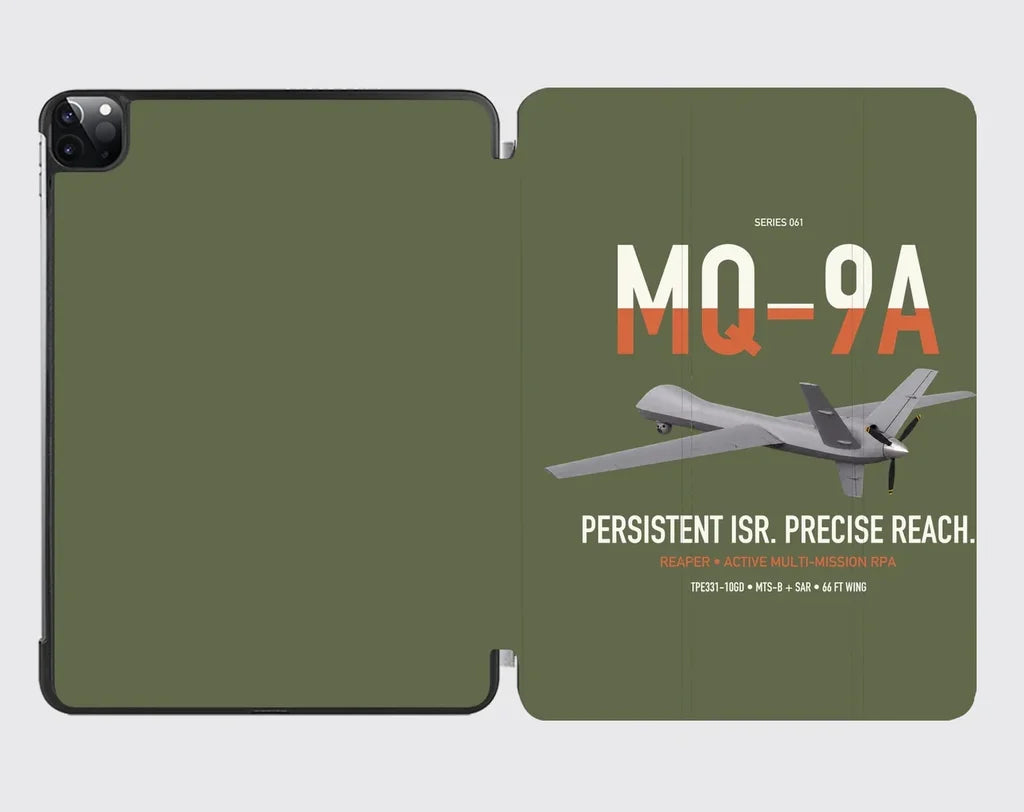 MQ-9A Reaper design on green army ipad tablet case