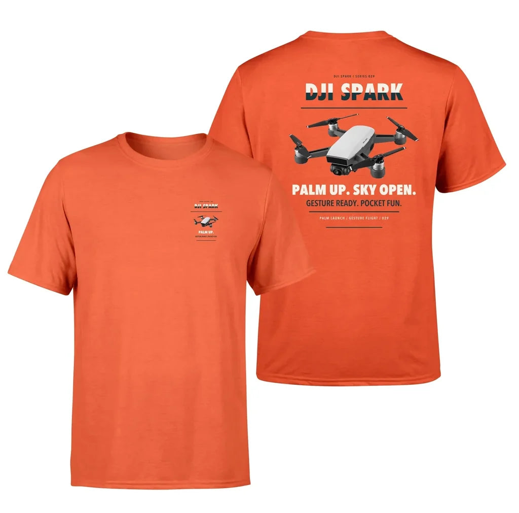 DJI Spark design on orange t shirt
