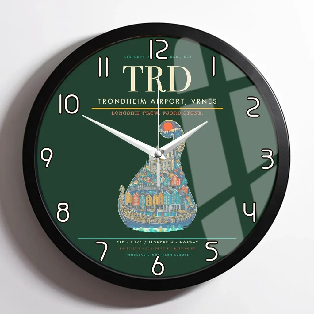 Trondheim Airport Vrnes TRD Wall-Clock Framed - Dark Green