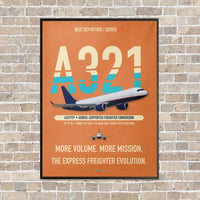 Thumbnail for Airbus A321P2F vertical canvas print - framed - orange background