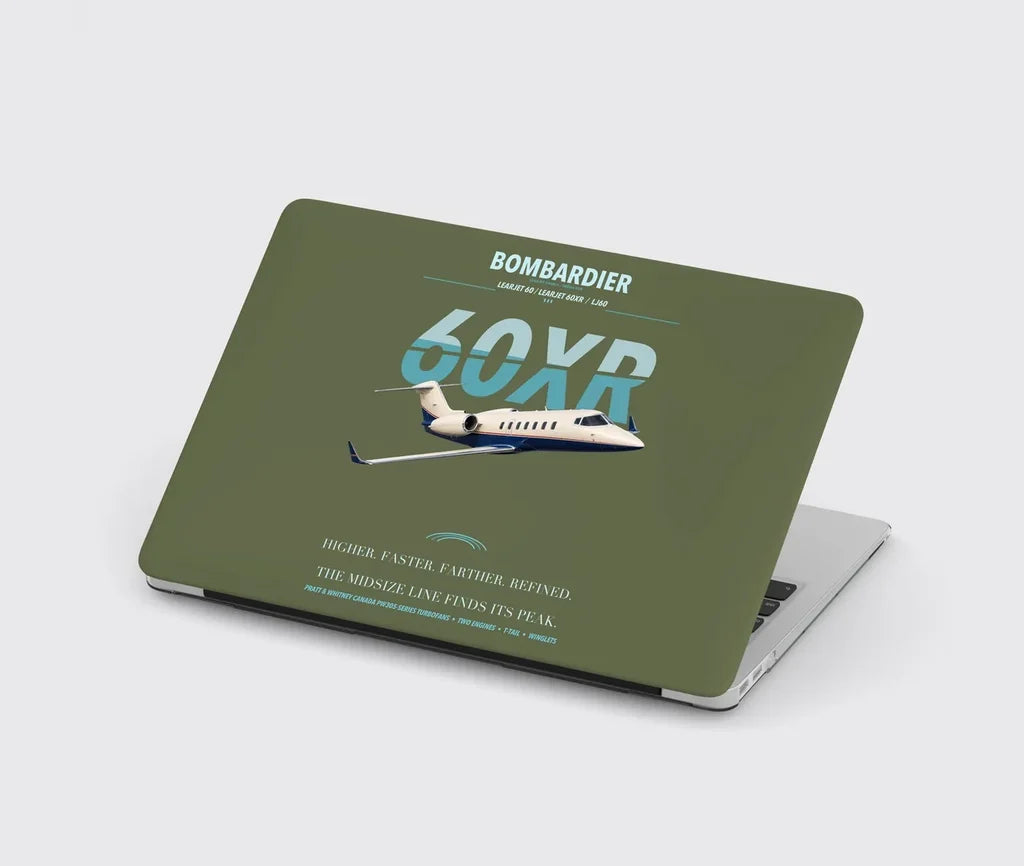 Bombardier Learjet 60XR design on green army MacBook case