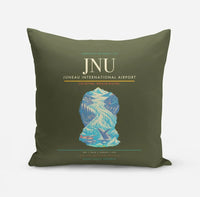 Thumbnail for Juneau International Airport (JNU) design on green army pillow