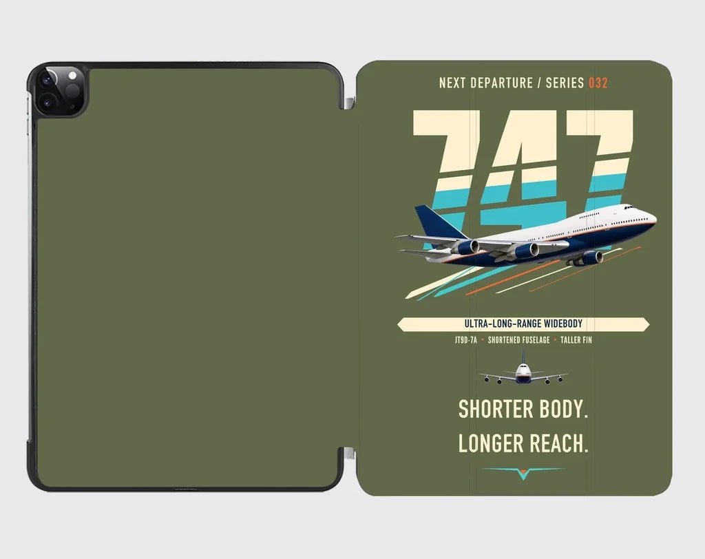 Boeing 747SP design on green army ipad tablet case