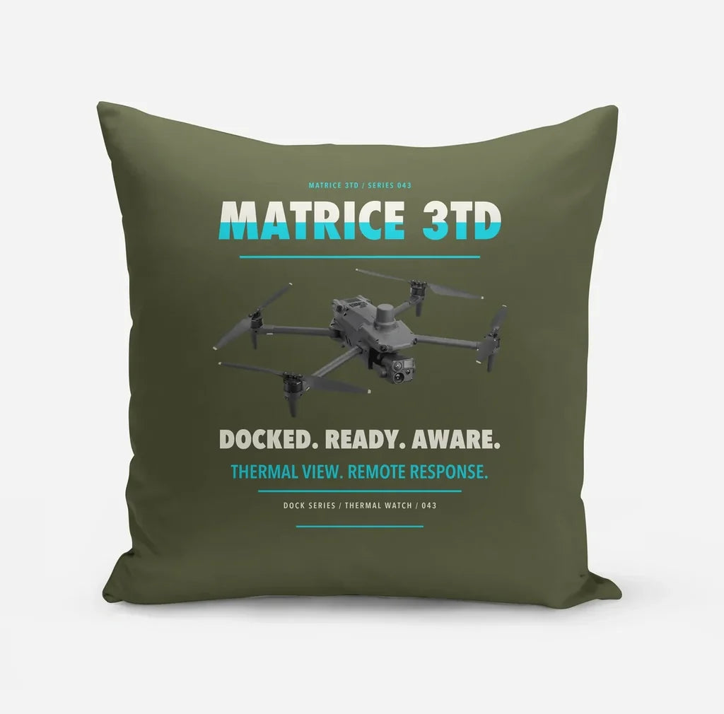 DJI Matrice 3TD design on green army pillow