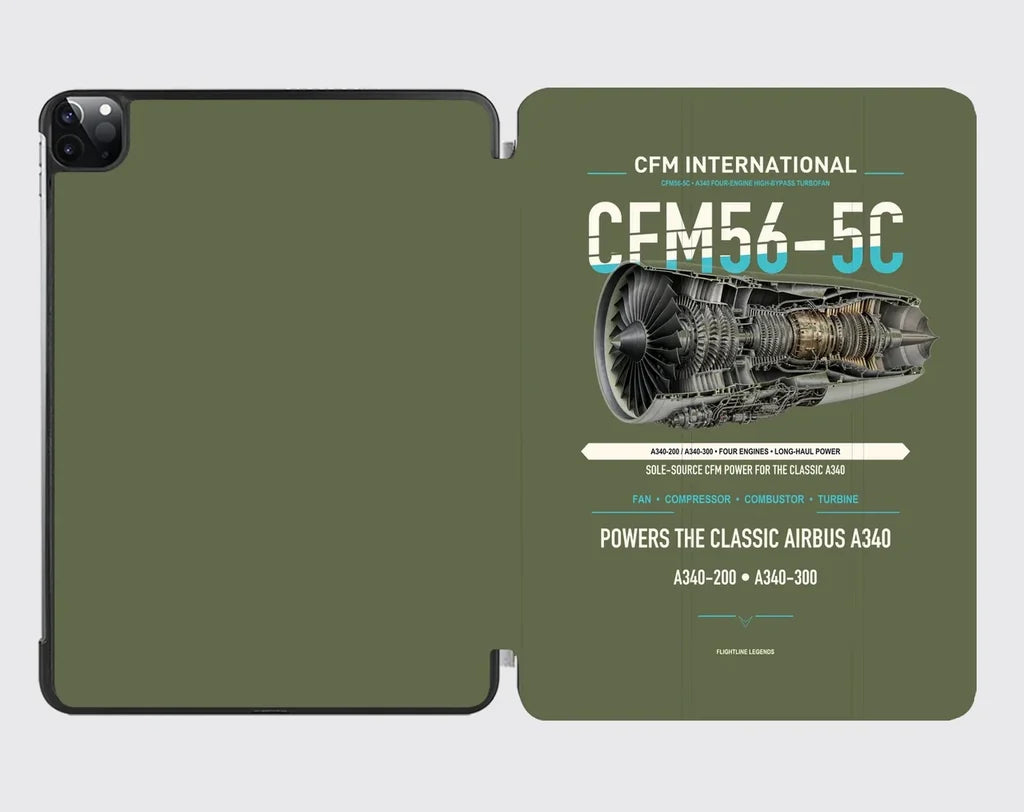 CFM56-5C design on green army ipad tablet case