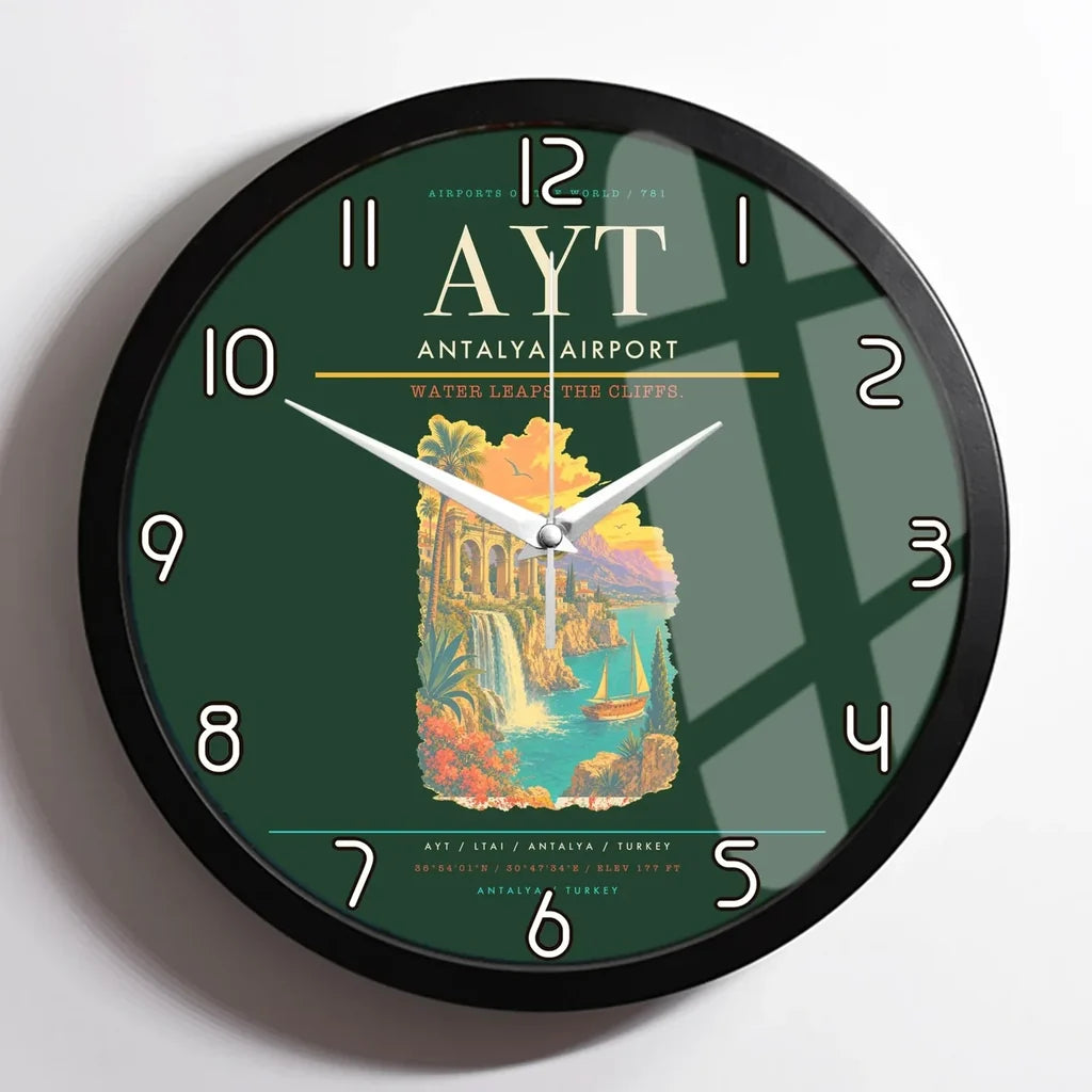 Antalya Airport AYT Wall-Clock Framed - Dark Green