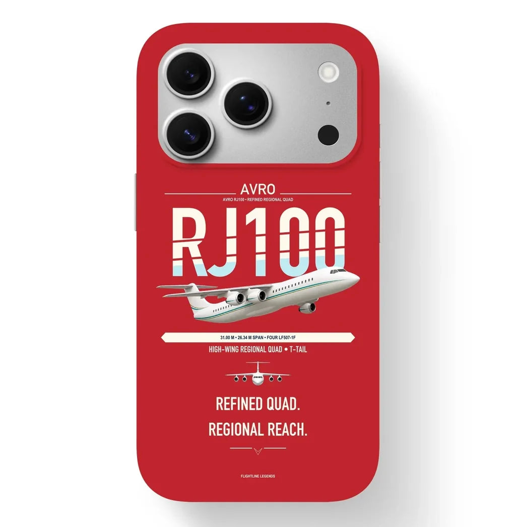 Avro RJ100 design on red magsafe iphone case, for iPhone 17 Pro