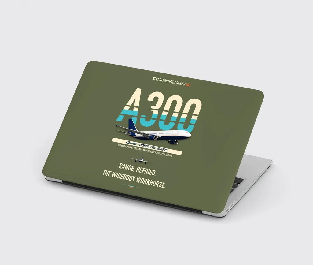 Airbus A300-600R design on green army MacBook case
