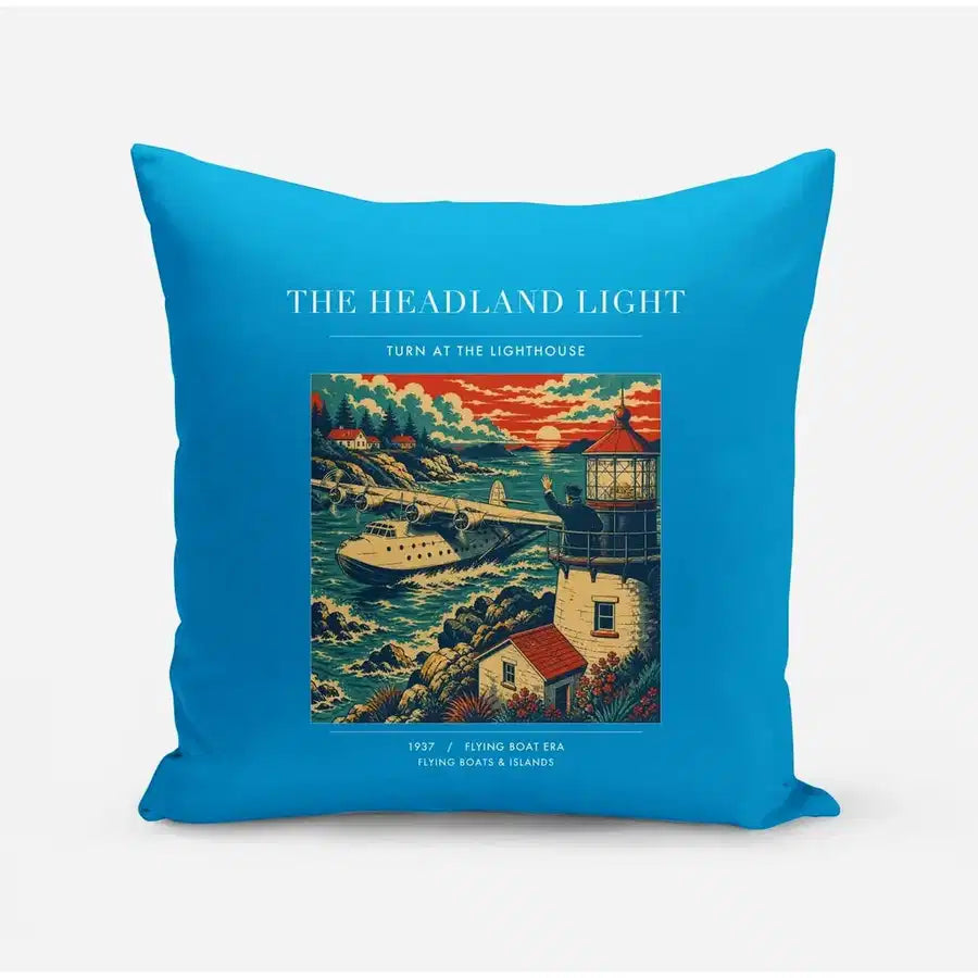 VINTAGE G4078 - The Headland Light - Designed Pillows design on turquoise