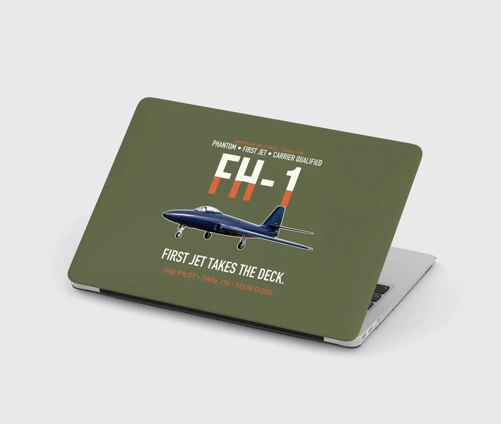 FH-1 Phantom First Jet Takes the Deck design on green army MacBook case
