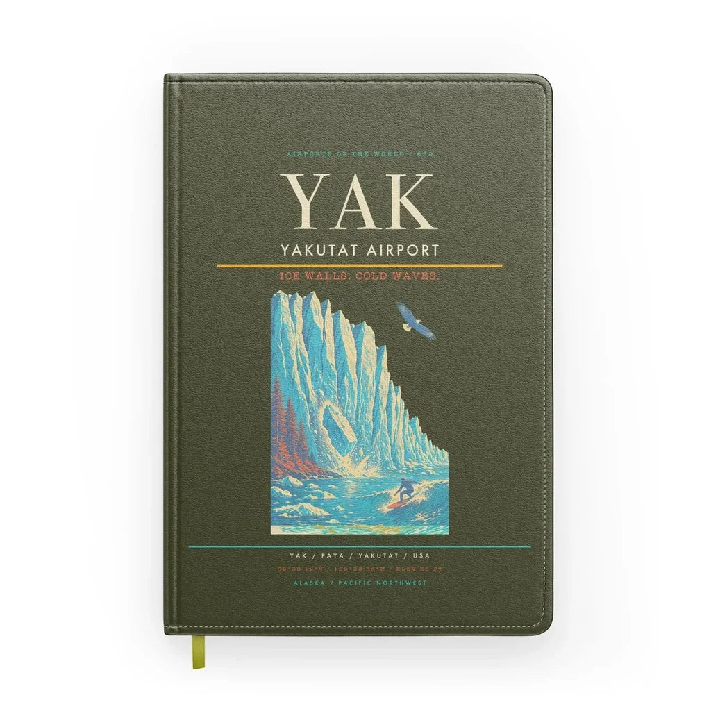 Yakutat Airport (YAK) design on green army notebook