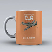 Thumbnail for Messerschmitt Bf 109G-6 design on orange ceramic mug, double-side print