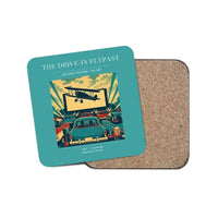 Thumbnail for The Drive-In Flypast - Designed Coasters design on turquoise 1-piece