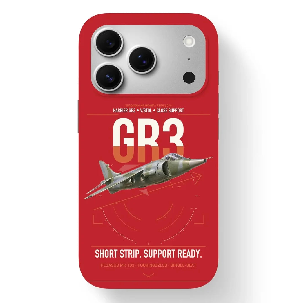 Hawker Siddeley Harrier GR3 design on red magsafe iphone case, for iPhone 17 Pro