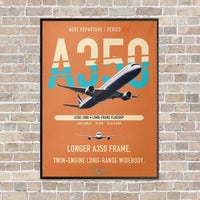 Thumbnail for Airbus A350-1000 vertical canvas print - framed - orange background