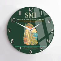 Thumbnail for Samos International Airport (SMI) design on dark green no frame wall clock
