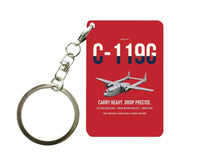 Thumbnail for C-119G Flying Boxcar design on red designed key chain, double-side print