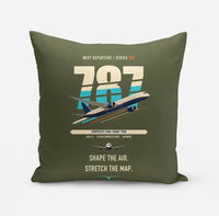 Thumbnail for Boeing 787-9 Dreamliner design on green army pillow