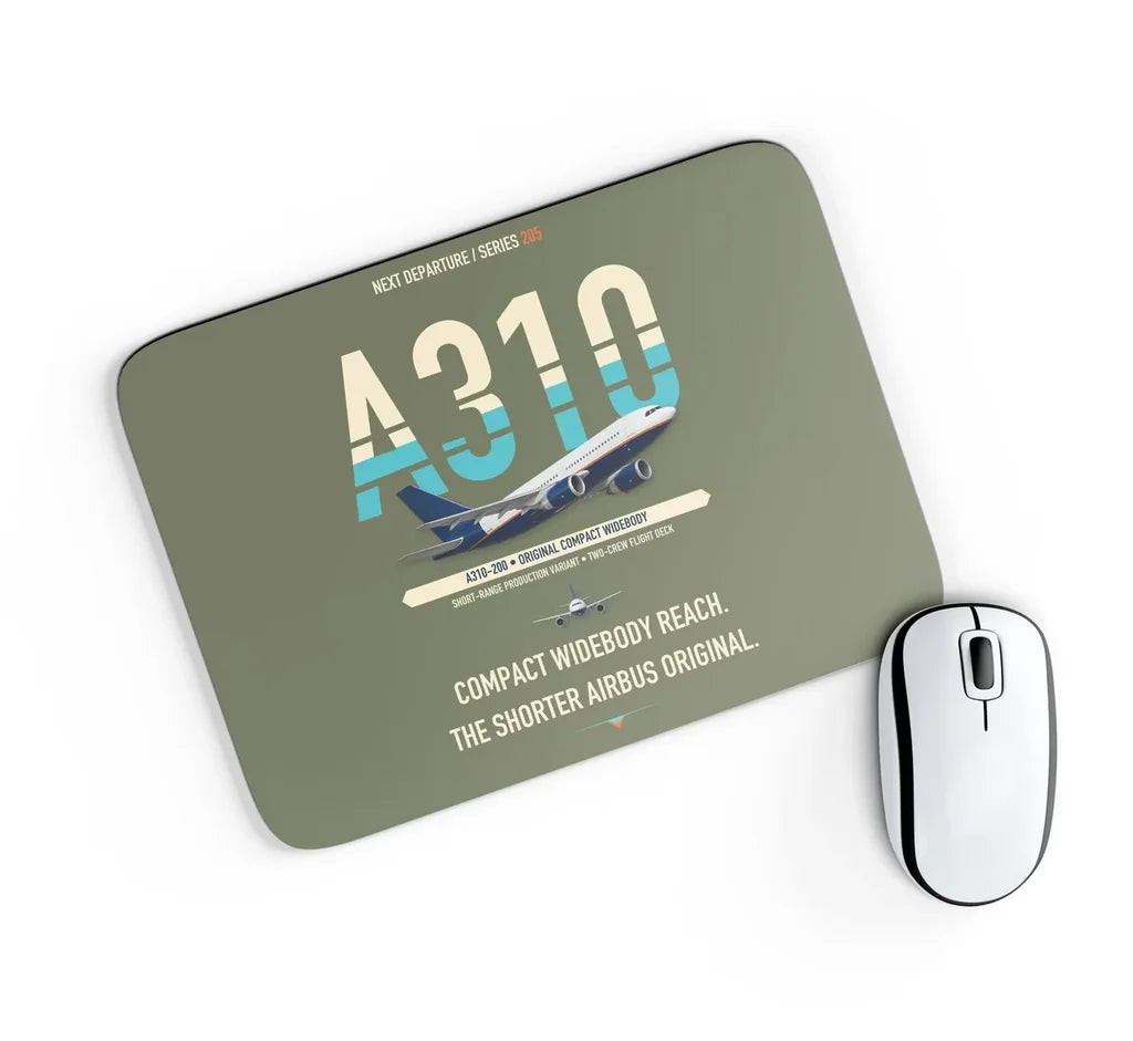 Airbus A310-200 design on green army rectangle mouse pad