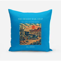 Thumbnail for VINTAGE G4151 - The Desert Mail Stop - Designed Pillows design on turquoise