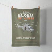 Thumbnail for PZL-Świdnik W-3WA Sokół design on green army towel