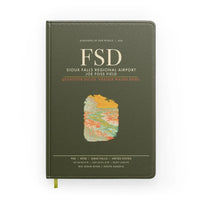 Thumbnail for Sioux Falls Regional Airport Joe Foss Field (FSD) design on green army notebook
