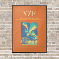 Thumbnail for Yellowknife Airport YZF vertical canvas print - framed - orange background