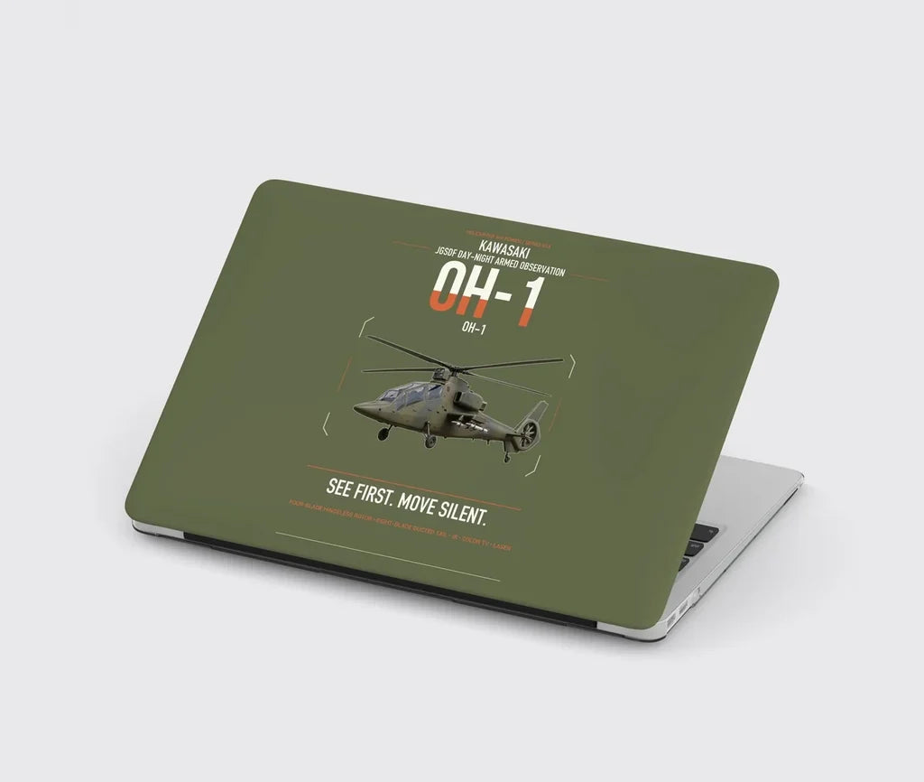 Kawasaki OH-1 design on green army MacBook case