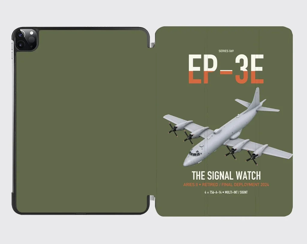 EP-3E ARIES II design on green army ipad tablet case