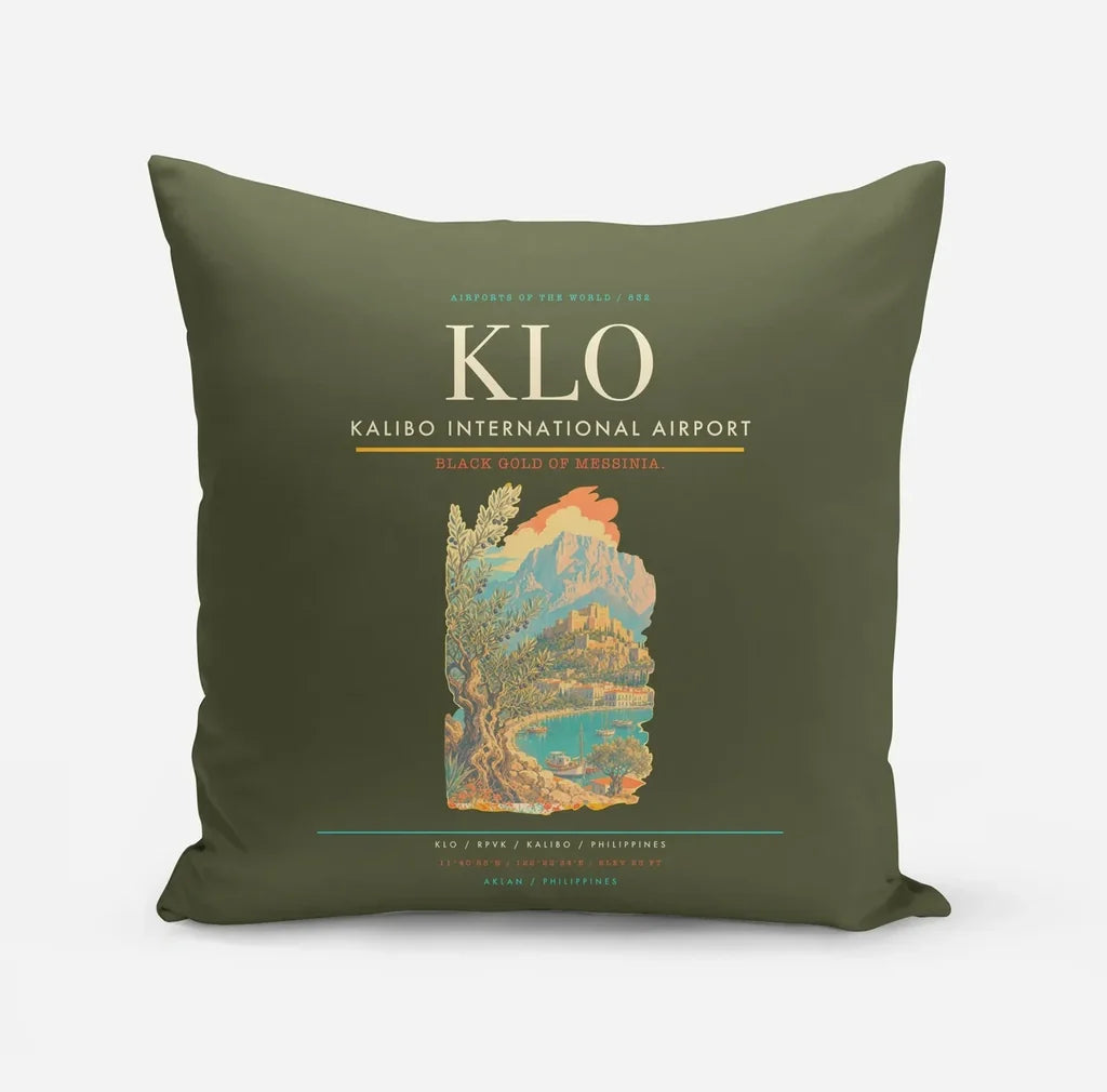 Kalibo International Airport (KLO) design on green army pillow