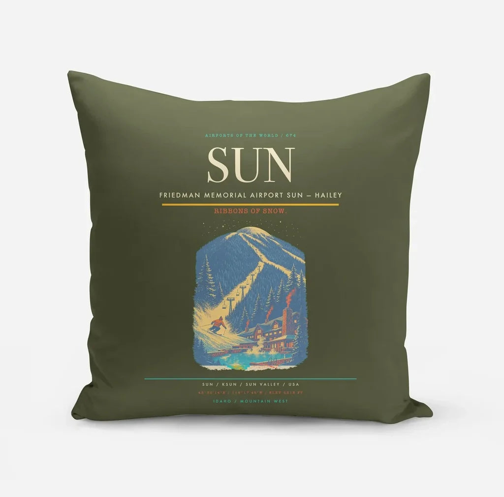 Friedman Memorial Airport (SUN) design on green army pillow