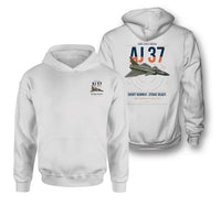 Thumbnail for Saab AJ 37 Viggen design on white double-side hoodie, double-side print