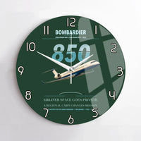 Thumbnail for Bombardier Challenger 850 design on dark green no frame wall clock
