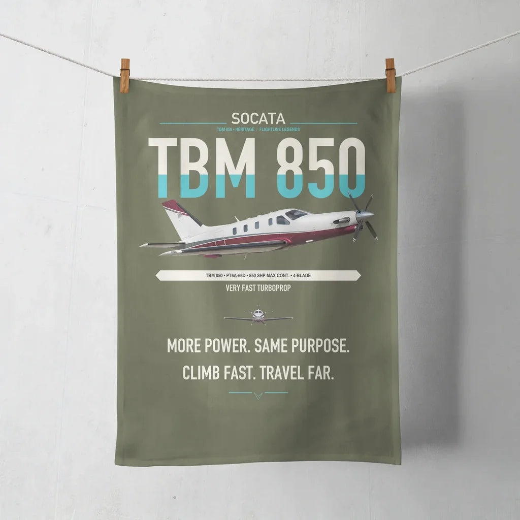 Socata TBM 850 design on green army towel
