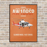 Thumbnail for Leonardo AW109SP GrandNew vertical canvas print - framed - orange background