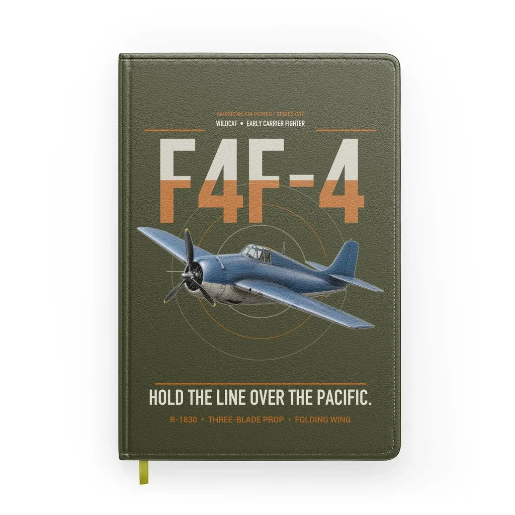 F4F-4 Wildcat design on green army notebook