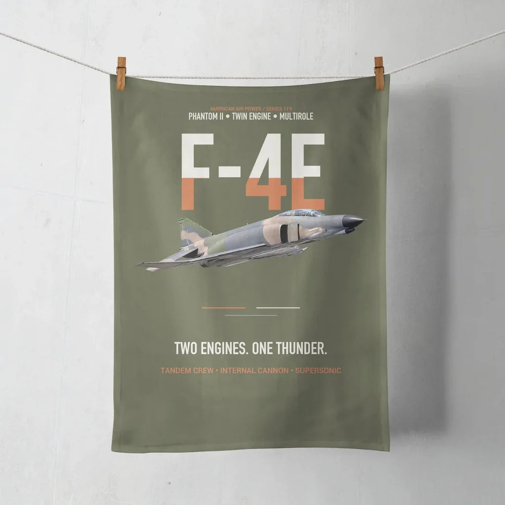 F-4E Phantom II Two Engines One Thunder design on green army towel