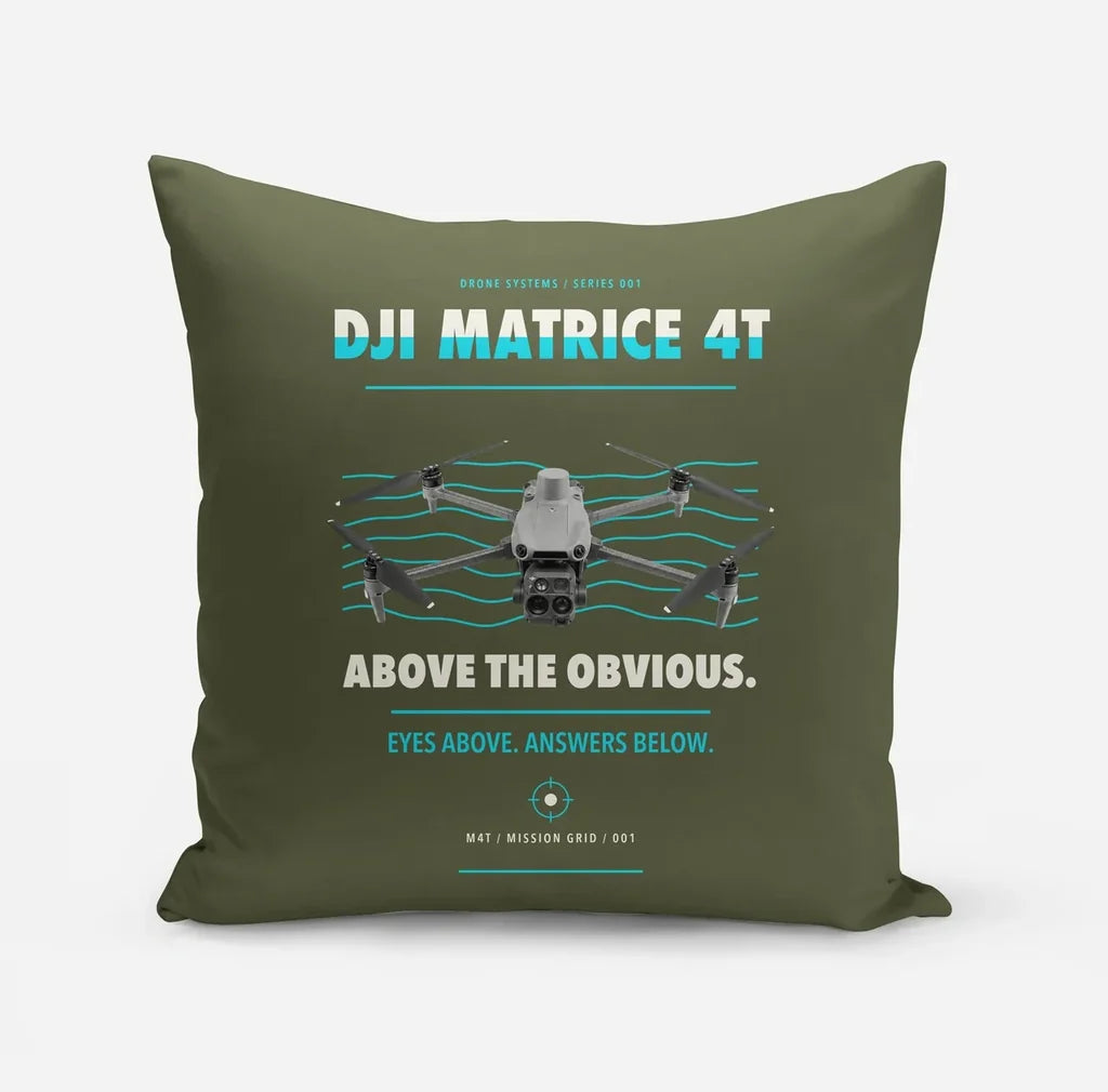 DJI Matrice 4T design on green army pillow