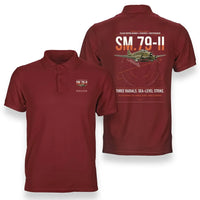 Thumbnail for Savoia-Marchetti SM.79-II Sparviero design on red double-side polo t-shirt, double-side print