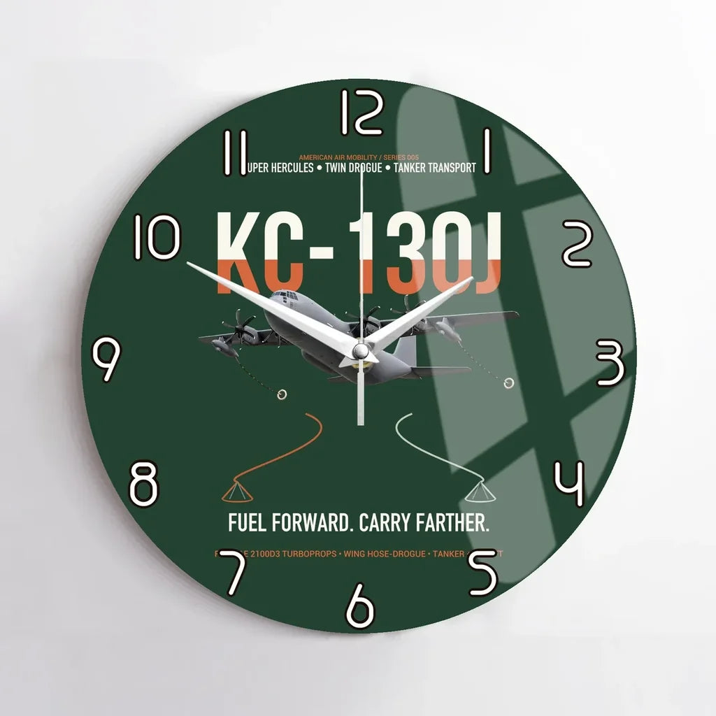 KC-130J SUPER HERCULES design on dark green no frame wall clock