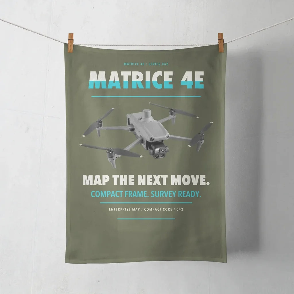 DJI Matrice 4E design on green army towel