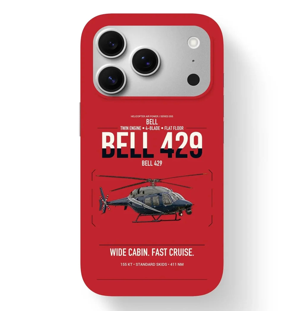 Bell 429 design on red magsafe iphone case, for iPhone 17 Pro