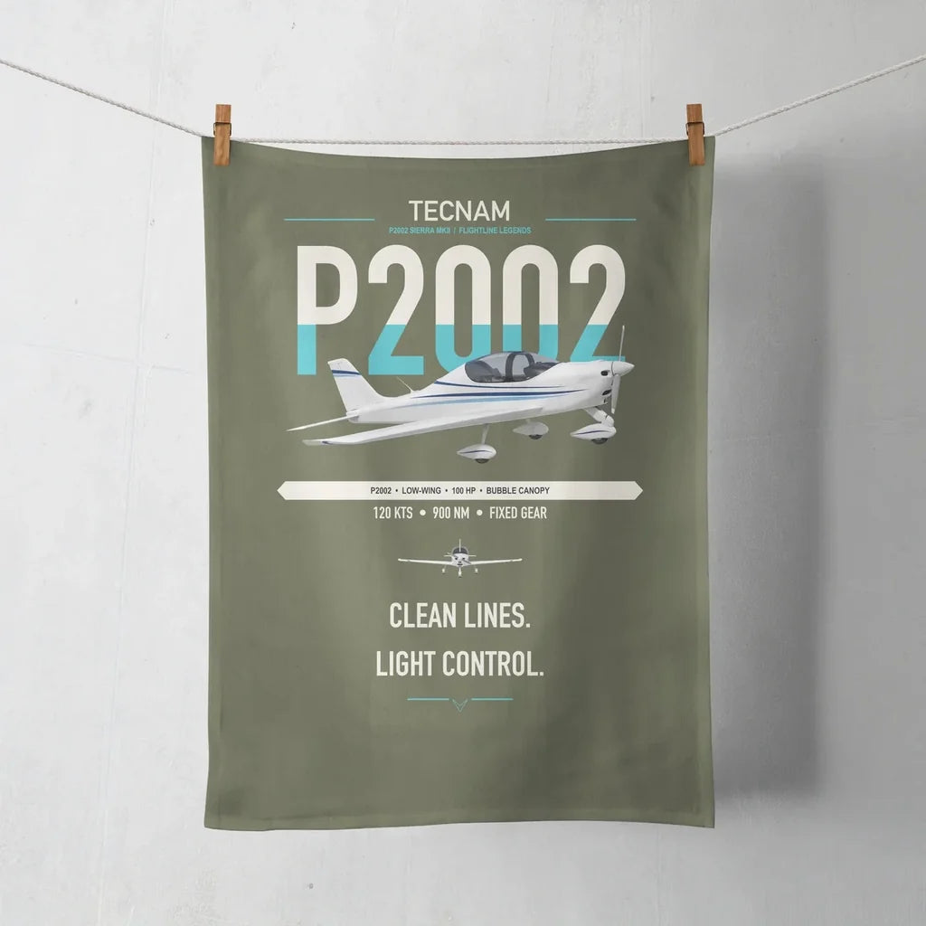 Tecnam P2002 Sierra MkII design on green army towel
