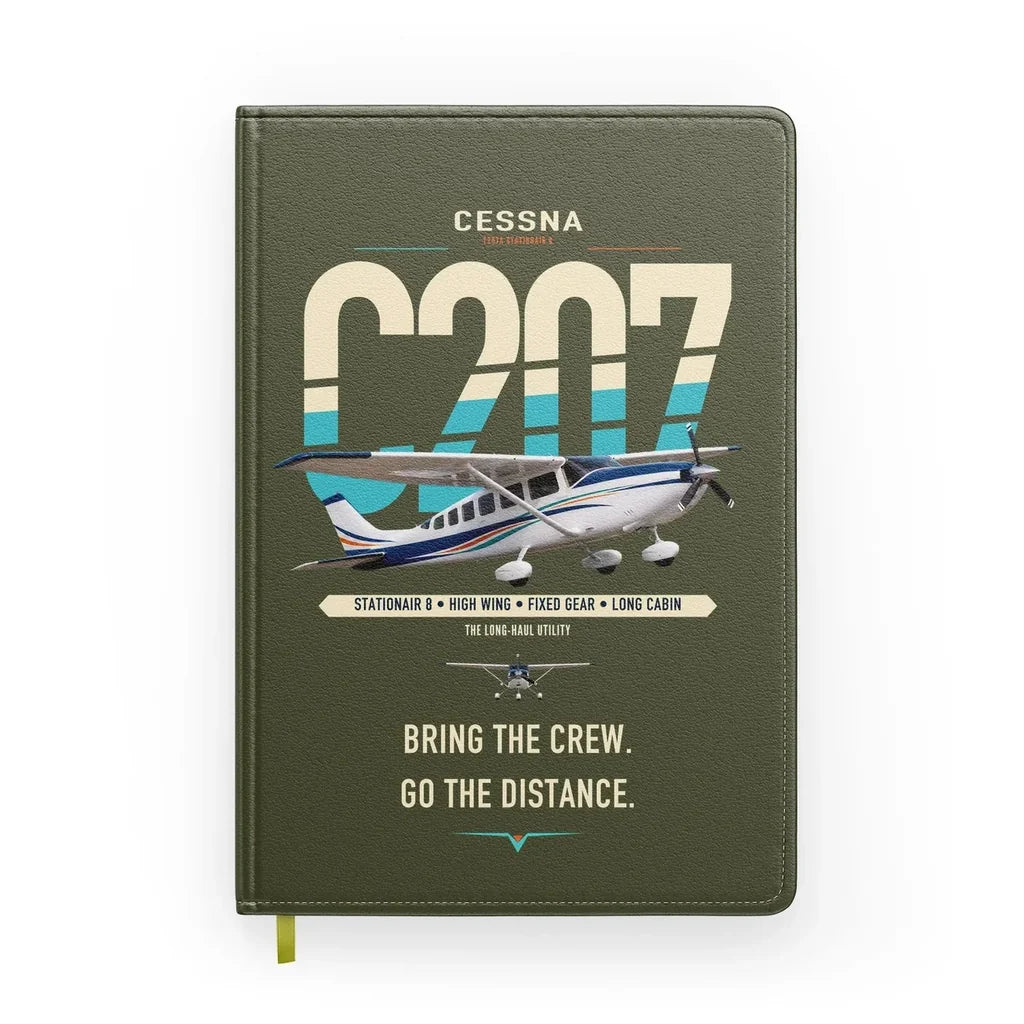 Cessna T207A Stationair 8 design on green army notebook