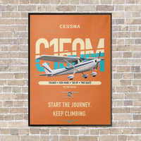 Thumbnail for Cessna 150M vertical canvas print - framed - orange background