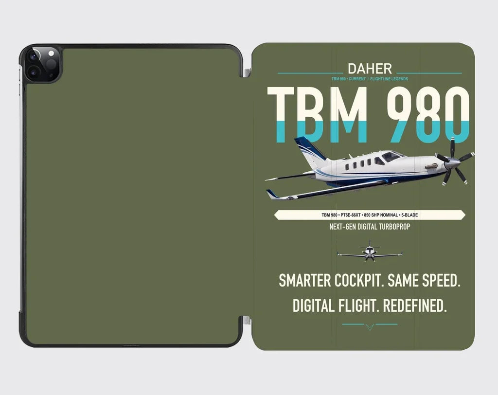Daher TBM 980 design on green army ipad tablet case